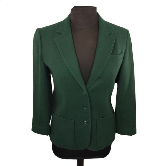 Pendleton Jackets & Blazers - Vintage Pendleton 1950s Gold Tag 100% Virgin Wool Ladies Forest Green Blazer M.